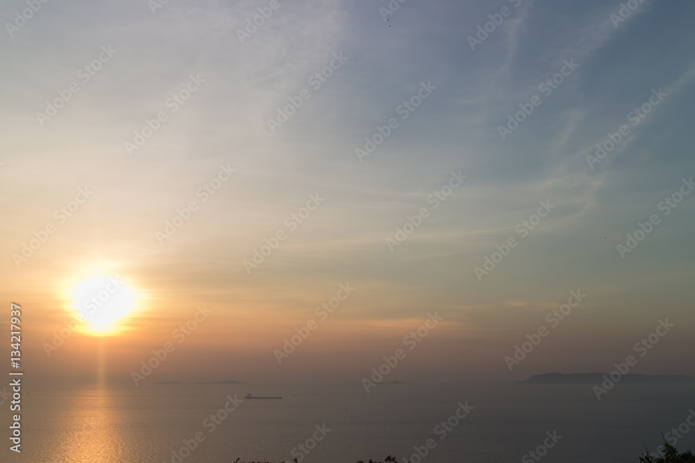 Beautiful sunset at viewpoint in the koh lan.