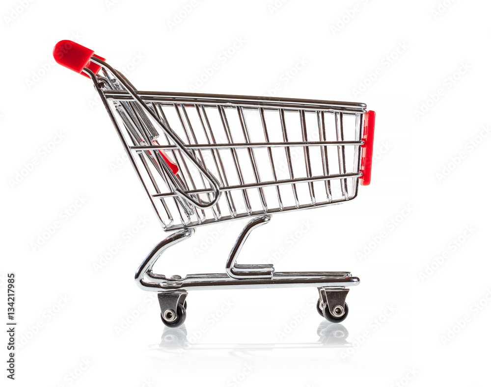 Shopping cart on the white