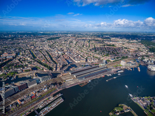 Canvas Print City aerial view over Amsterdam