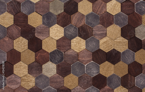 surface of wooden hexagons