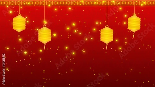 Chinese culture themed motion graphic with golden lanterns