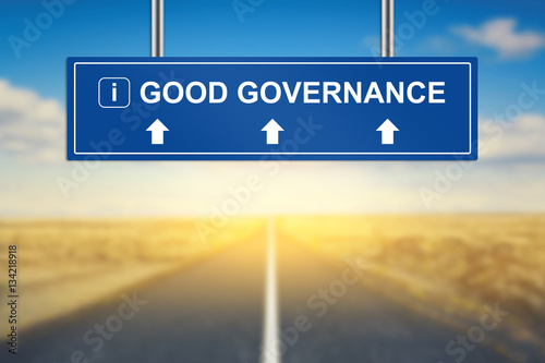 good governance words on blue road sign