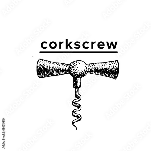 Corkscrew. vintage engraved vector illustration.