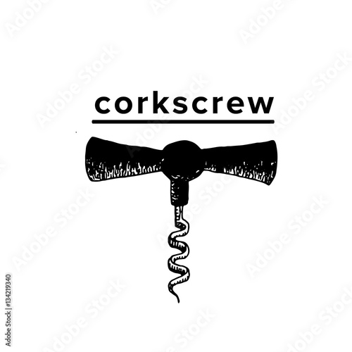 Corkscrew. vintage engraved vector illustration.