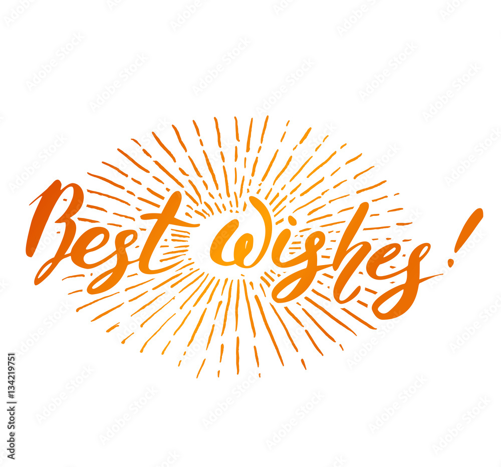 Vector handwritten brush script. orange letters isolated on white background. Best wishes Vector handwritten brush script. orange letters isolated on white background. Best wishes