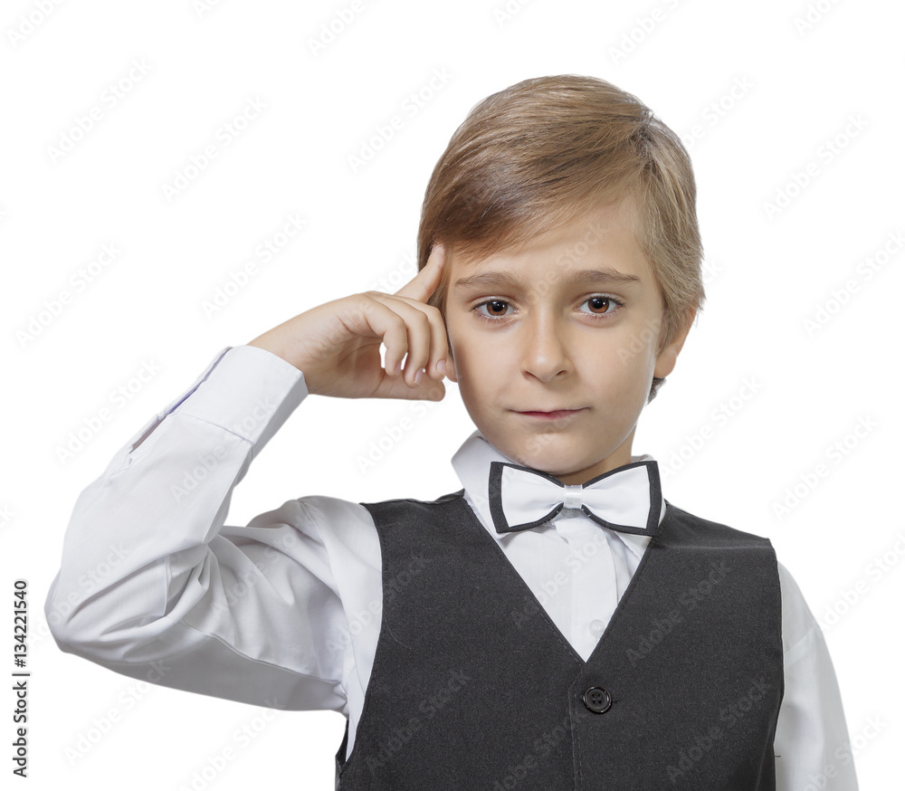 Emotional portrait of a pensive teen boy. isolated on white back Emotional portrait of a pensive teen boy. isolated on white back