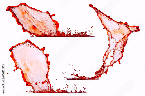 Liquids spattered on an isolated background