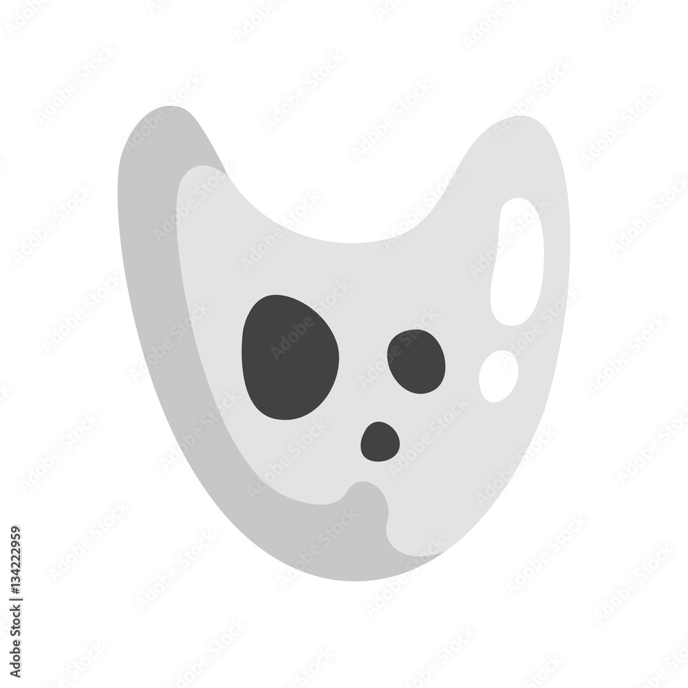 White Ghost In Childish Cartoon Manner Isolated On White Background. White Ghost In Childish Cartoon Manner Isolated On White Background.