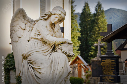 Alps Germany, cemetery Oberammergau Angel