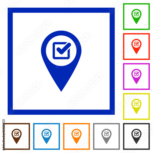Checkpoint GPS map location flat framed icons