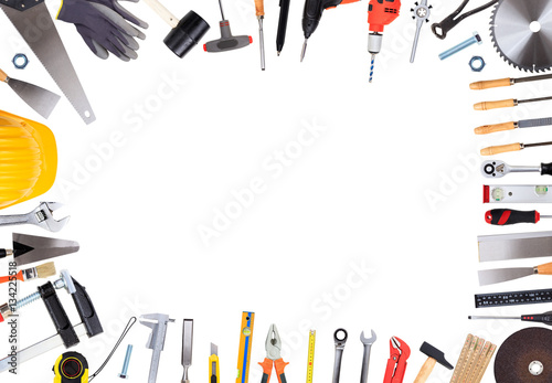 Set of hand tools with copy space