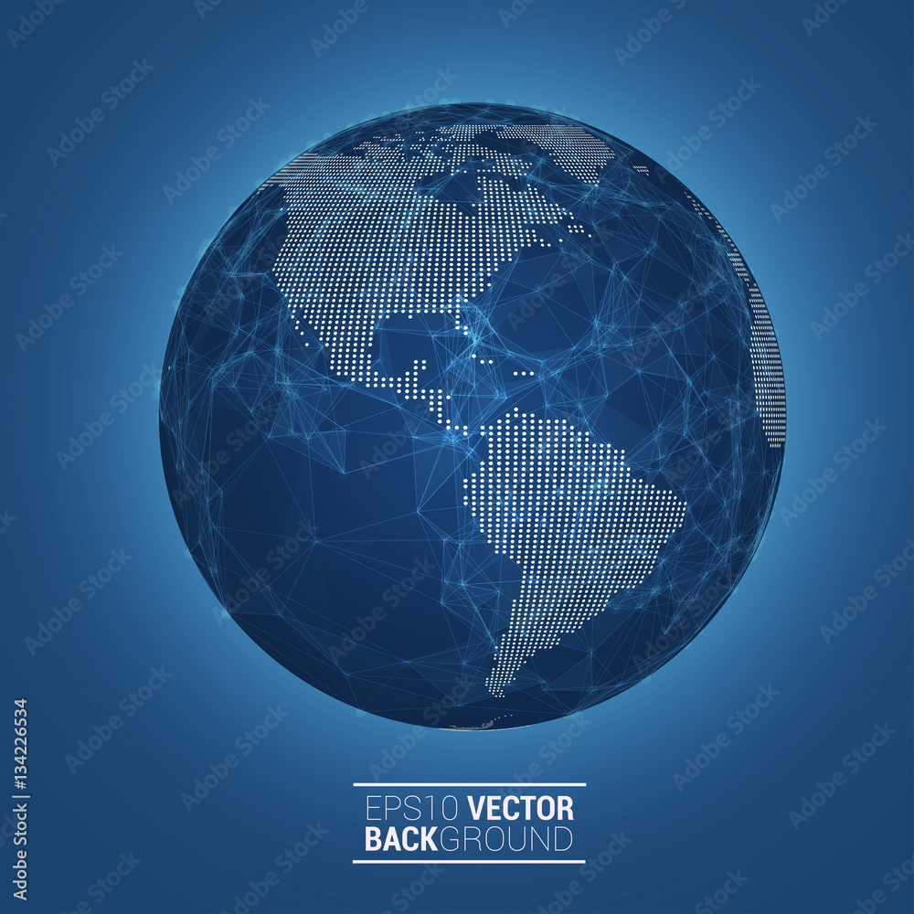 Naklejka premium Network globe sphere earth map