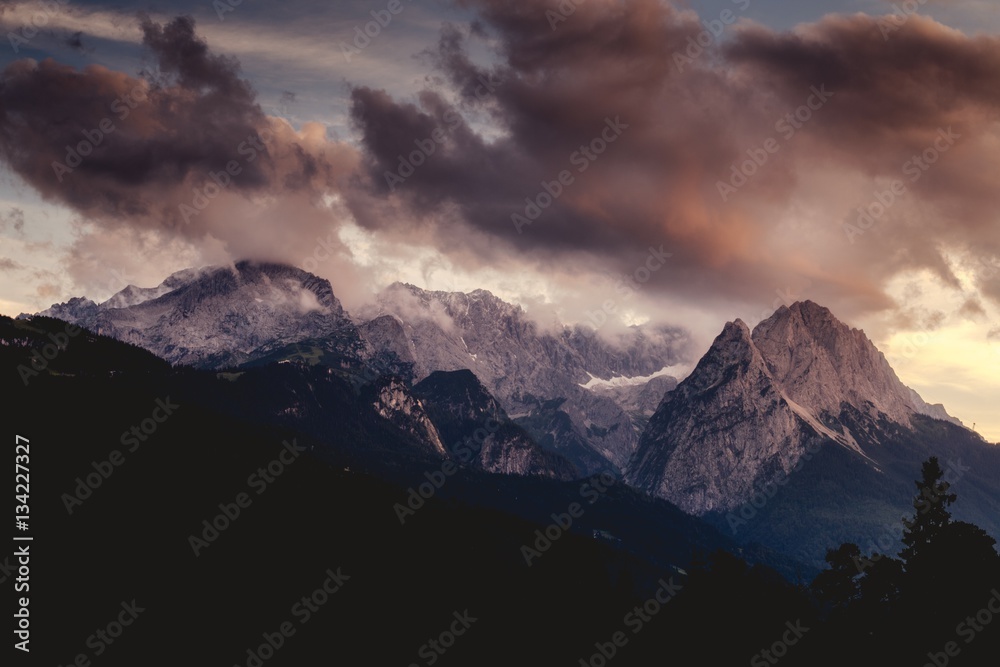 Zugspitze stormy Sunset