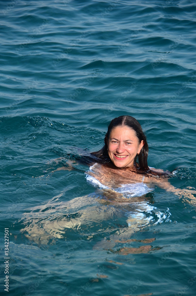 woman swiming in the sea