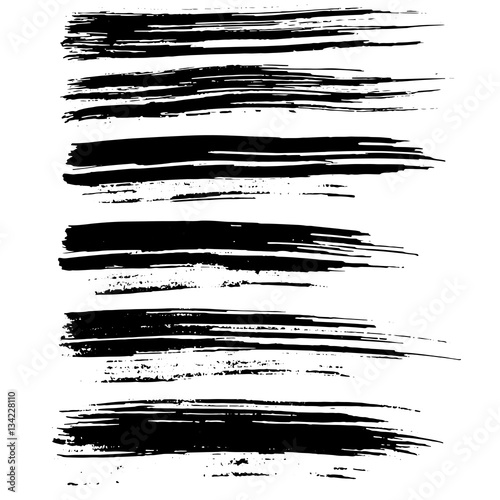 Black ink vector brush strokes isolated on white background. Vector illustration. Grunge texture.