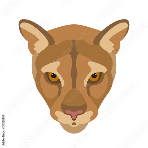 cougar face  vector illustration style Flat