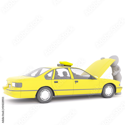 Broken yellow taxi concept