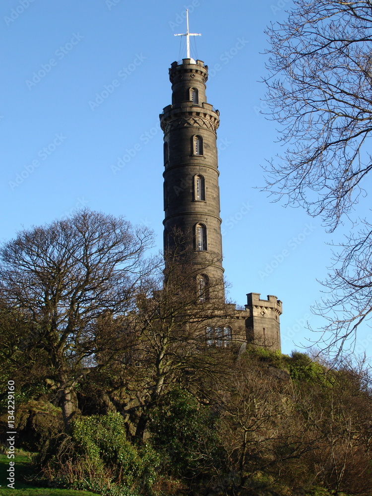Nelson monument on Carlton Hill in Edinburgh, Scotland.