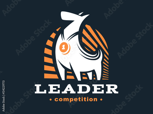 Winner dog logo - vector illustration, emblem on dark background