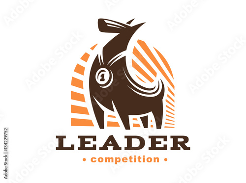Winner dog logo - vector illustration, emblem on white background