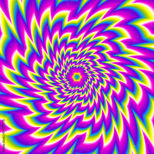 Colorful rainbow flower. Spin illusion.