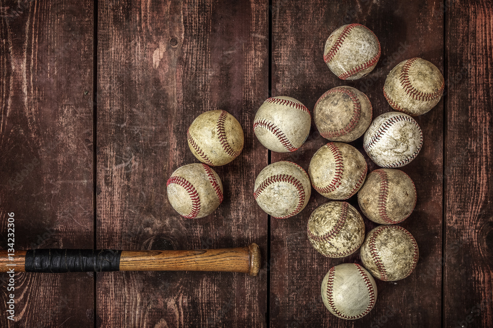 Foto Old Vintage Baseball Background.
