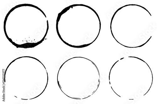 Vector set of cofee ring stains. Grunge style design element