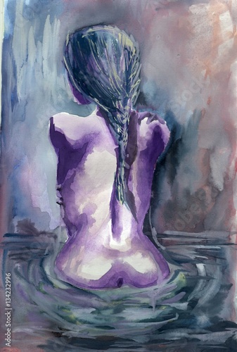 woman, watercolor painting