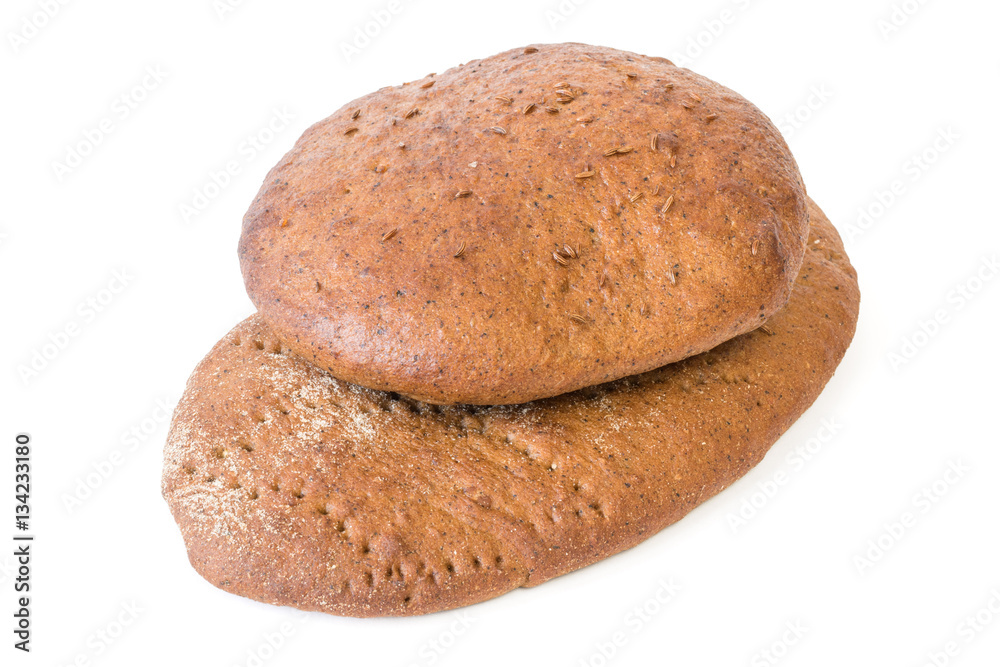 Bread cake with thymine isolated on white background. Bread cake with thymine isolated on white background.