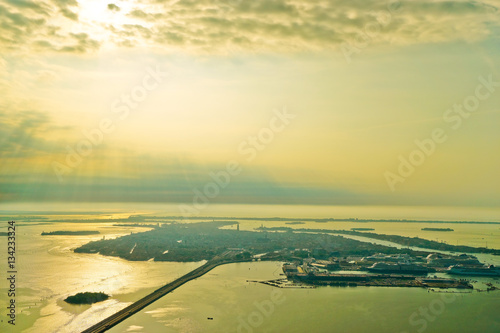 Aerial view of Venice and Venetian Lagoon in the morning