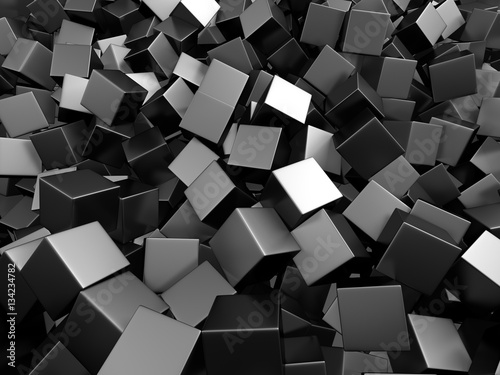 Chaotic silver metallic cubes digital background