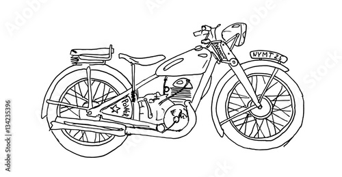 Vintage Motorcycle. Hand drawn vector illustration.
