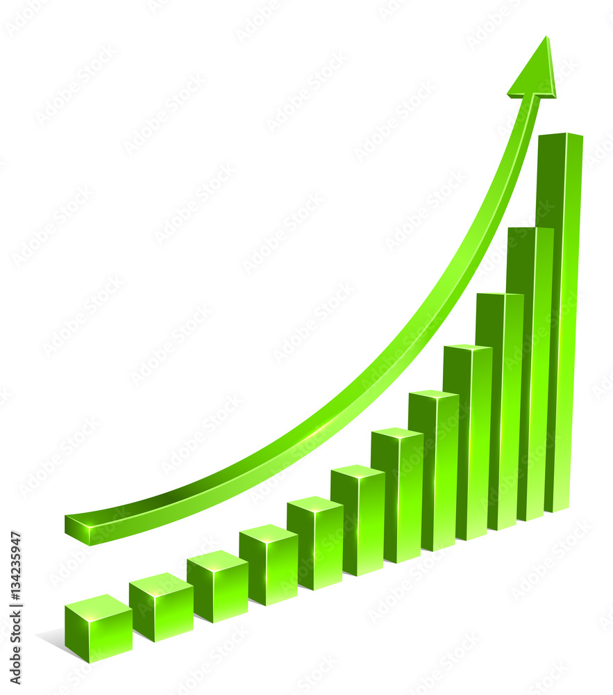 Green bar increasing graph with arrow vector template. Green bar increasing graph with arrow vector template.