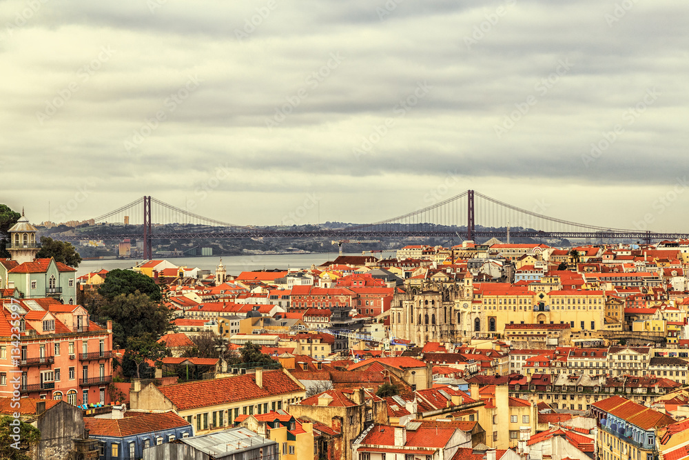 A view of the Alfama downtown, Lisbon, Portugal.