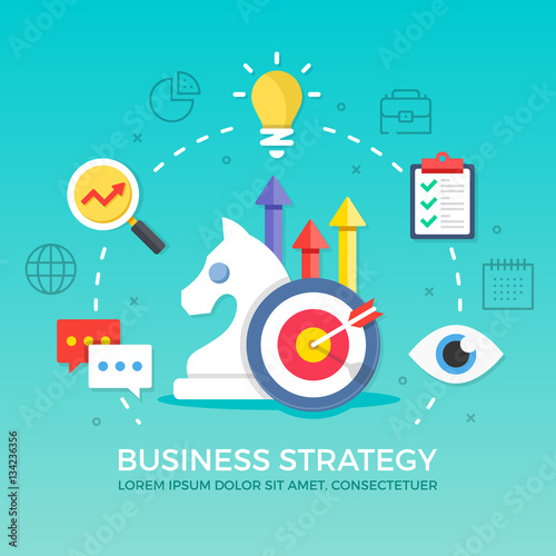 Business strategy. Flat design graphic elements, symbols, line icons set. Premium quality. Modern concepts for web banners, websites, infographics, printed materials. Vector illustration