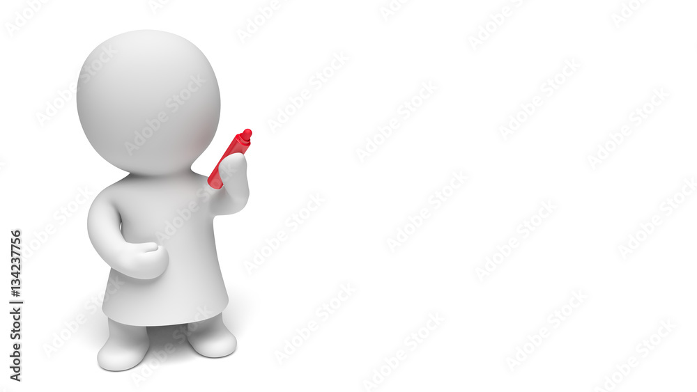 left-handed white 3d character wearing a gown writing with a big red pen (isolated on a white background) left-handed white 3d character wearing a gown writing with a big red pen (isolated on a white background)