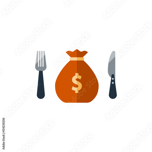 Big sack with money, greedeness, financial spending, budget management vector
