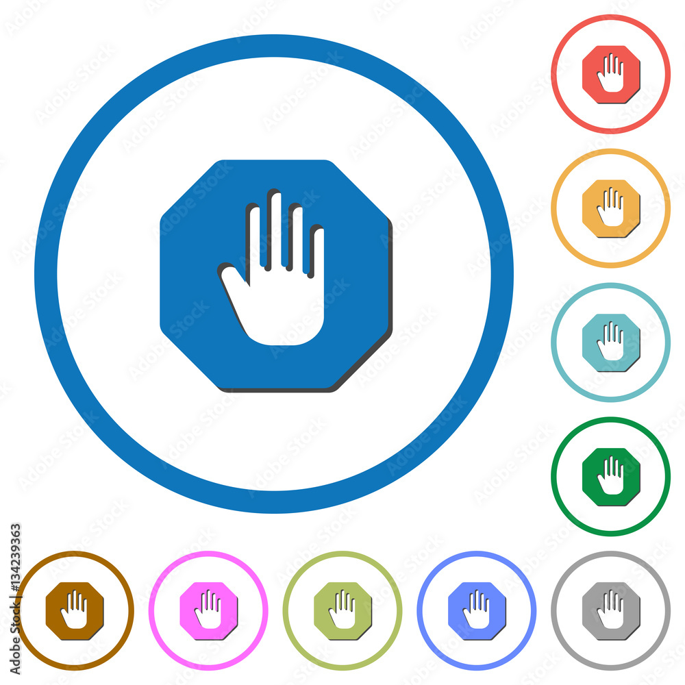 Stop sign icons with shadows and outlines Stop sign icons with shadows and outlines