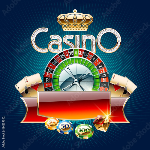 Vector casino card on blue background

