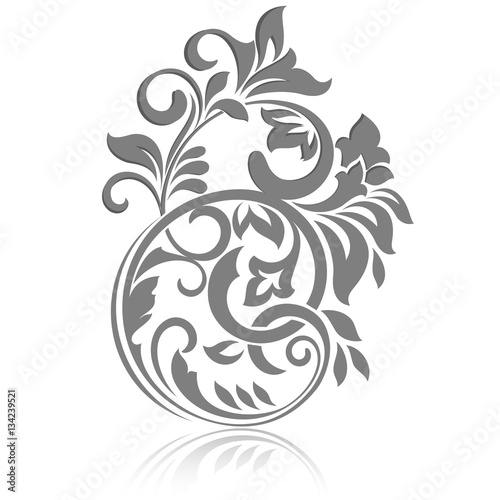 Vintage floral design element isolated on white background.