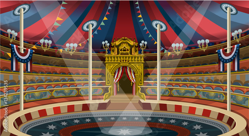 Circus carnival tent marquee amusement family theme park banner poster invite set. Creative design vector illustration collection
