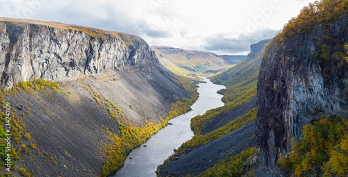 The Alta canyon: view of River Alta and gorge. Finnmark, Norway photo