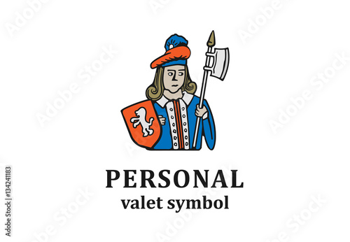 Caricature logo of man with halber on white background. (ID: 134241183)