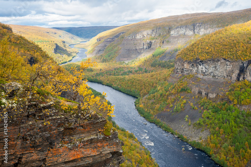 The Alta canyon: view of River Alta and gorge. Finnmark, Norway © drimafilm