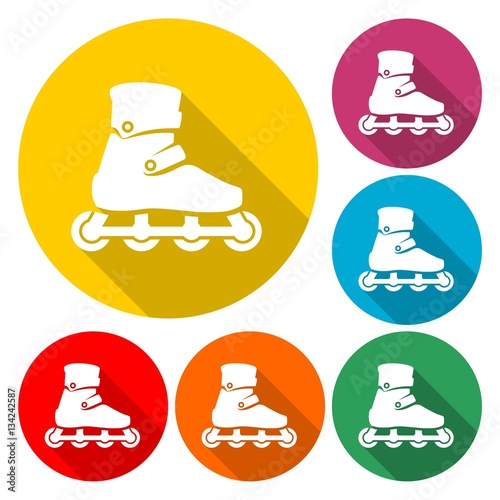 Roller Skates Icon Flat Graphic Design - vector Illustration with long shadow
