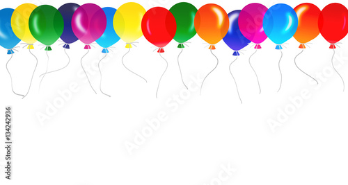 Colorful balloons isolated against a white background