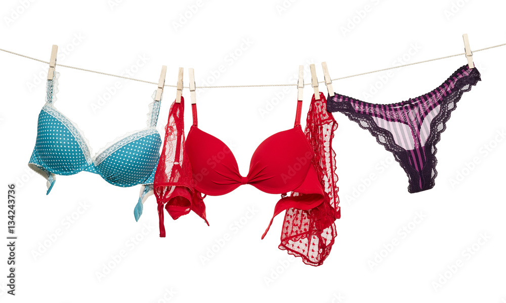 Female Bra Panties Hanging Rope Isolated Light Background Stock Photo by  ©iskrinka1986 385939534