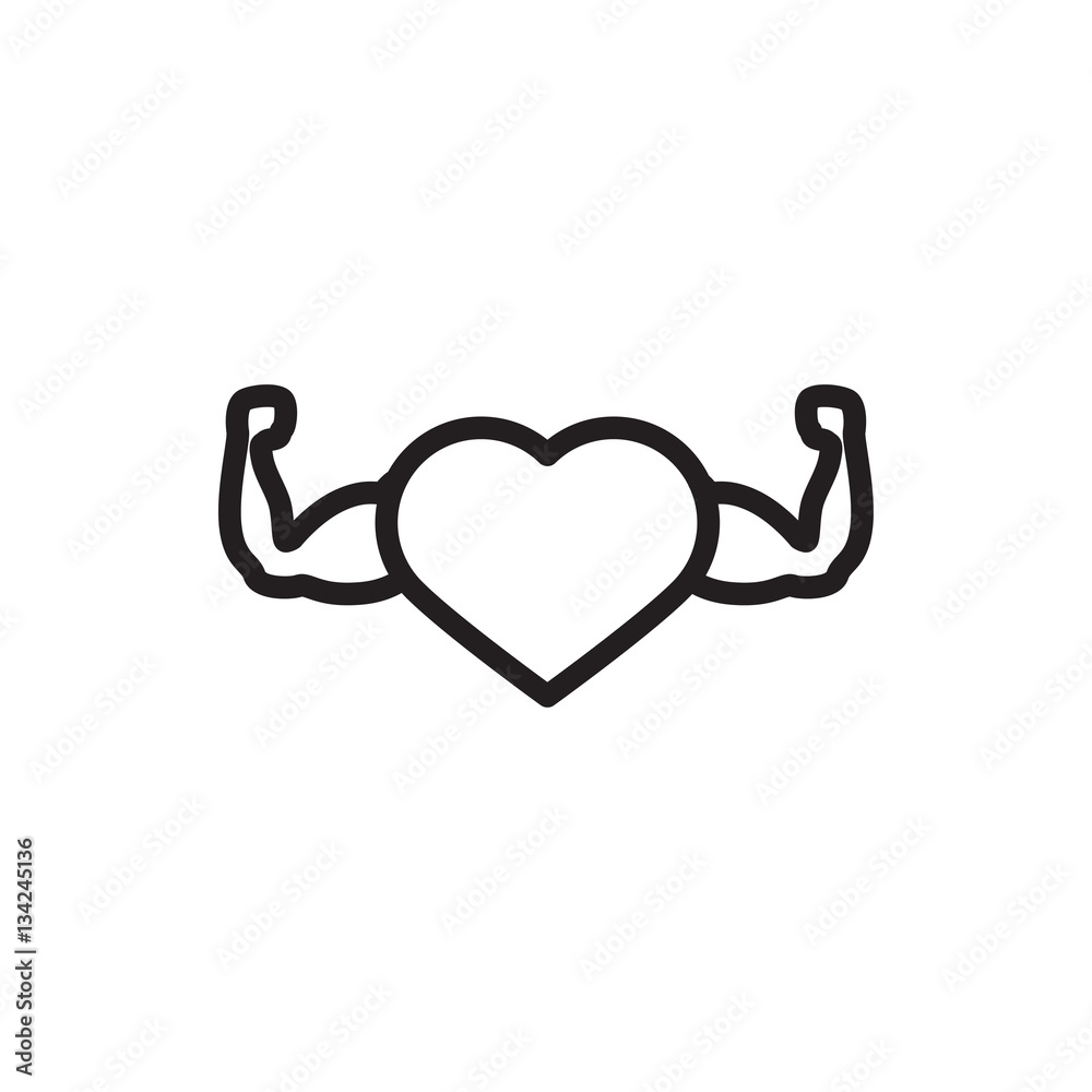 heart with muscles icon illustration heart with muscles icon illustration