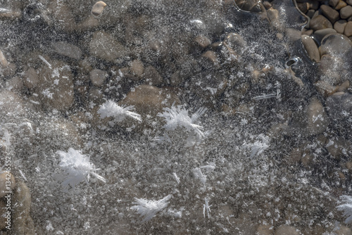 Feine Weiße Eisblumen auf einer Eisfläche am Fluss © Andy Ilmberger