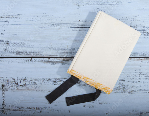 Fireblanket on wooden background